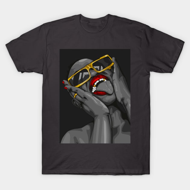 Gold N' Red Lipstick T-Shirt by Sensei Arts